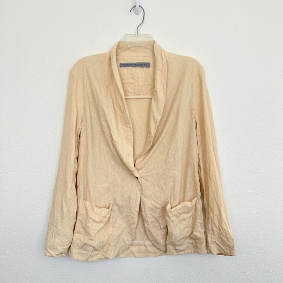 Raquel Allegra Women's Silk Linen Jai Jacket Blazer Beige Large Beach Lagenlook - Picture 1 of 8